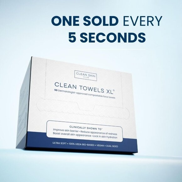 Clean Towels XL, 100% USDA Biobased Face Towel, Disposable Face Towelette, Eczem - Picture 9 of 10